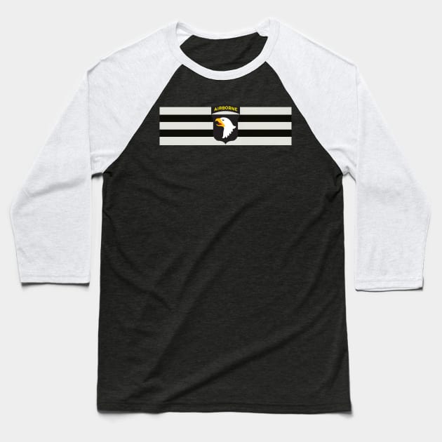 D-Day Stripes with 101st Airborne Patch (Horizontal) Baseball T-Shirt by rgrayling